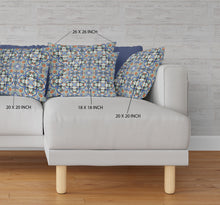 18” Blue Orange Cloverleaf Boho Zippered Suede Throw Pillow