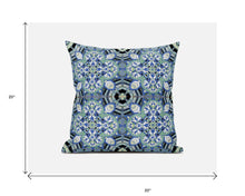 18” Sapphire White Cloverleaf Boho Zippered Suede Throw Pillow
