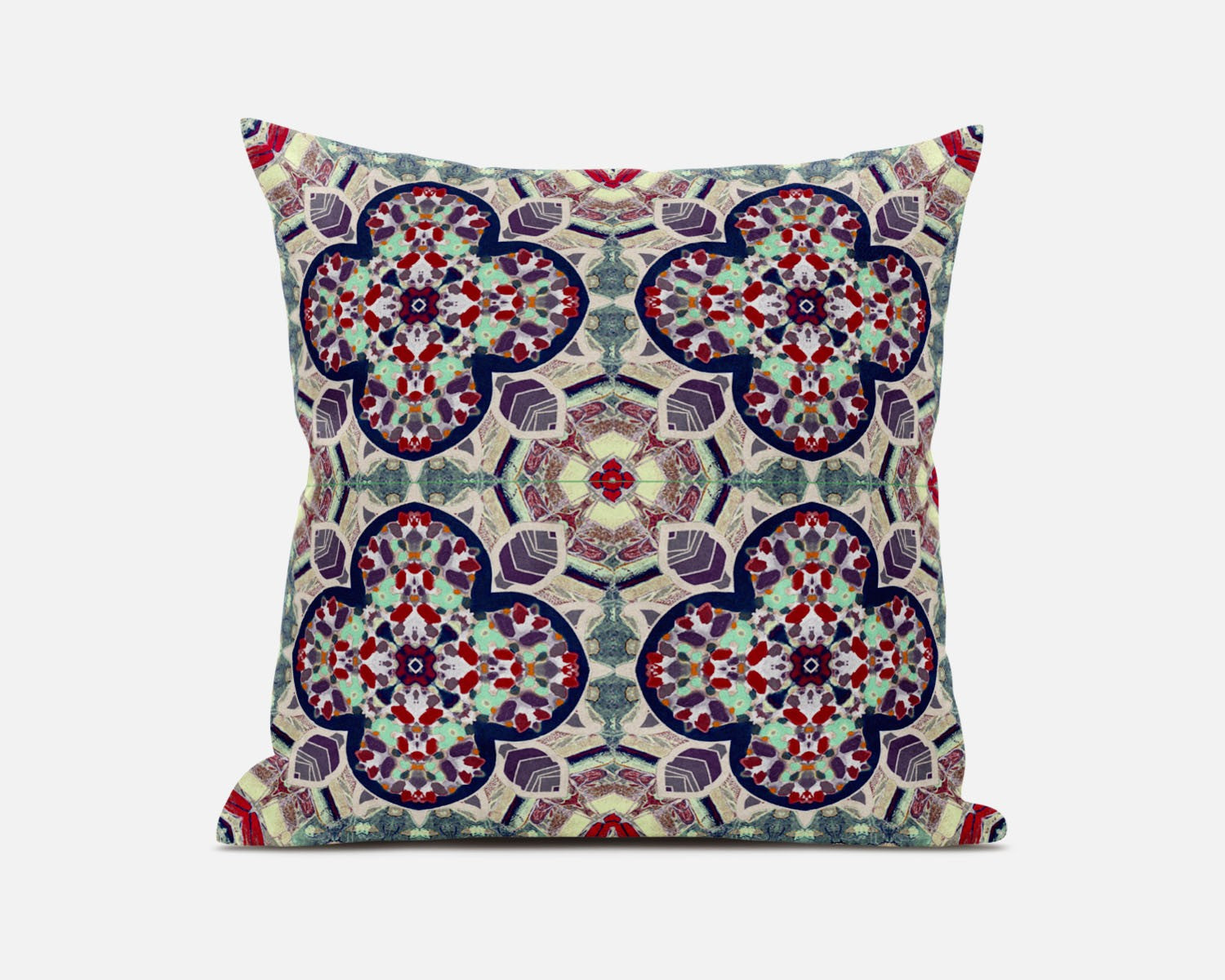 18” Mauve Blue Cloverleaf Boho Zippered Suede Throw Pillow