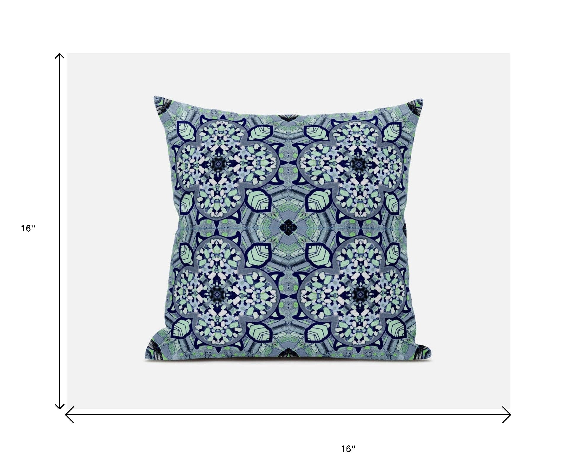 16” Blue Aqua Cloverleaf Boho Zippered Suede Throw Pillow