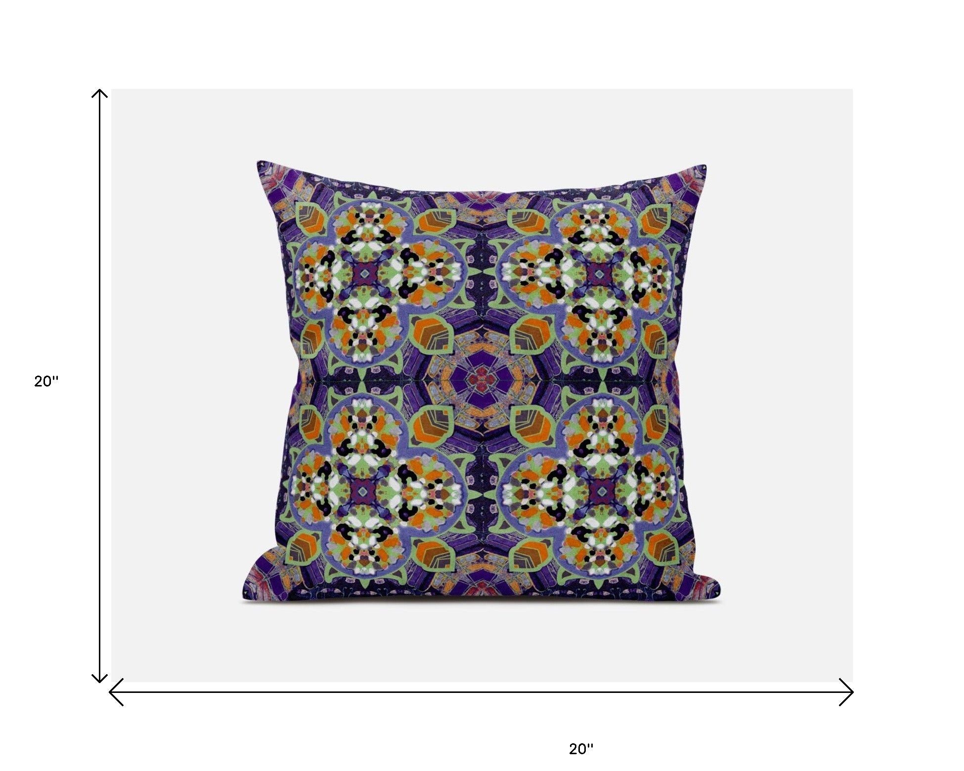 18” Purple Orange Cloverleaf Boho Suede Throw Pillow