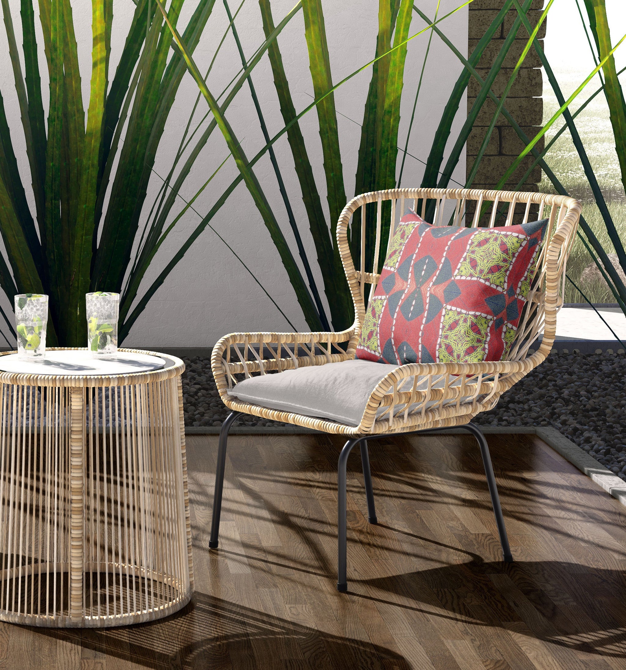 18" X 18" Red And Gray Blown Seam Geometric Indoor Outdoor Throw Pillow