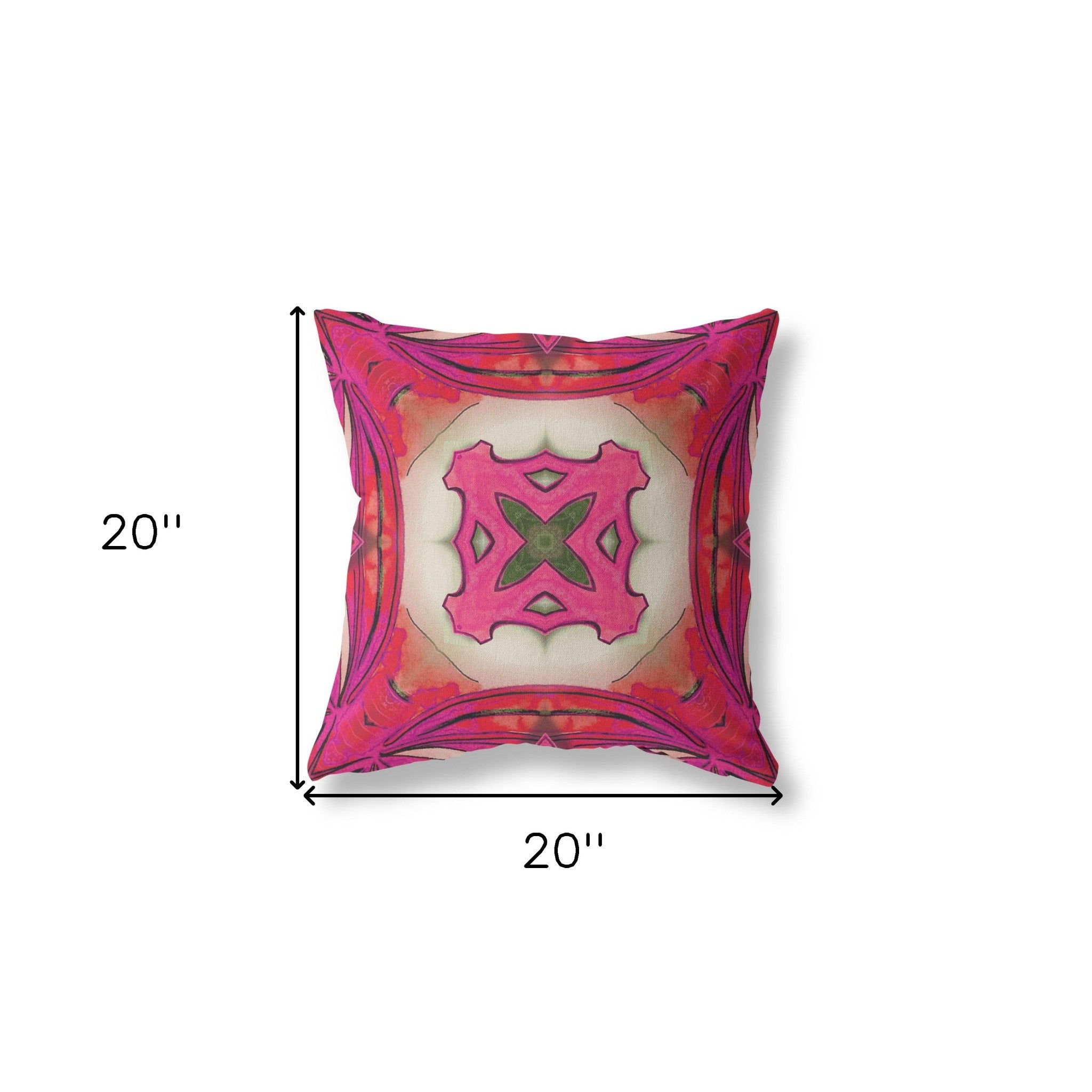 18" X 18" Hot Pink Blown Seam Geometric Indoor Outdoor Throw Pillow
