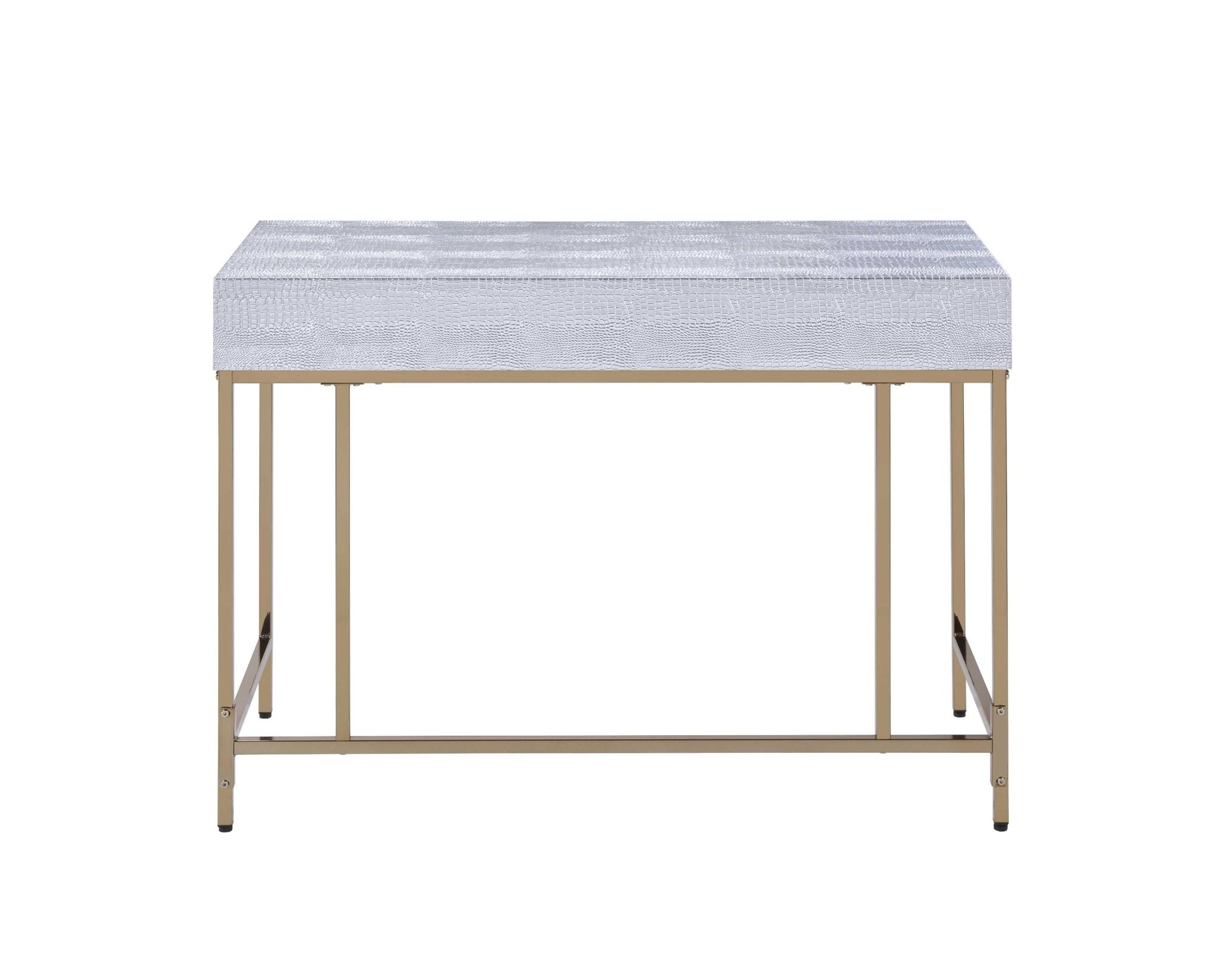 Champagne And Silver Metal Tube Desk 43" X 19" X 32"