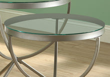 Clear Tempered Glass and Silver Metal Nesting Table Set of 2 - 44