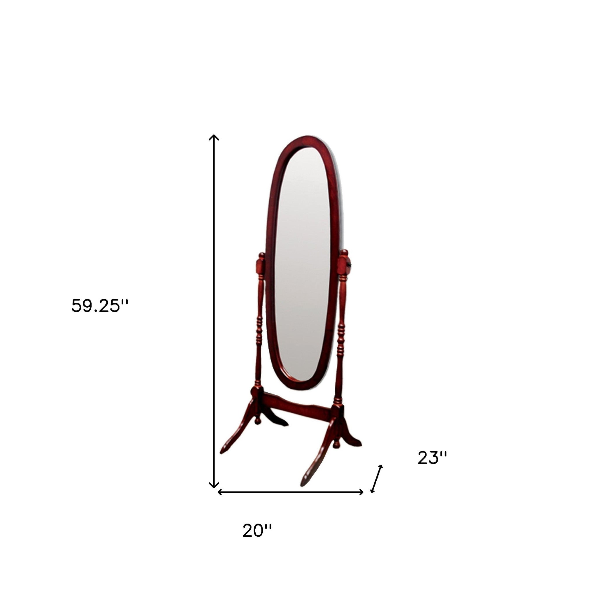 Espejo ovalado de pie Cheval con acabado de cerezo clásico
