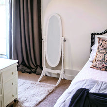 Classic White Finish Cheval Standing Oval Mirror