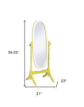 Pretty Yellow and White Cheval Standing Oval Mirror