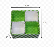 Green and White Woven Basket Five Piece Set