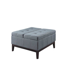 Slate Blue and Black Ottoman with Hidden Storage 36”