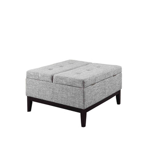 Heathered Gray and Black Ottoman with Hidden Storage 36”