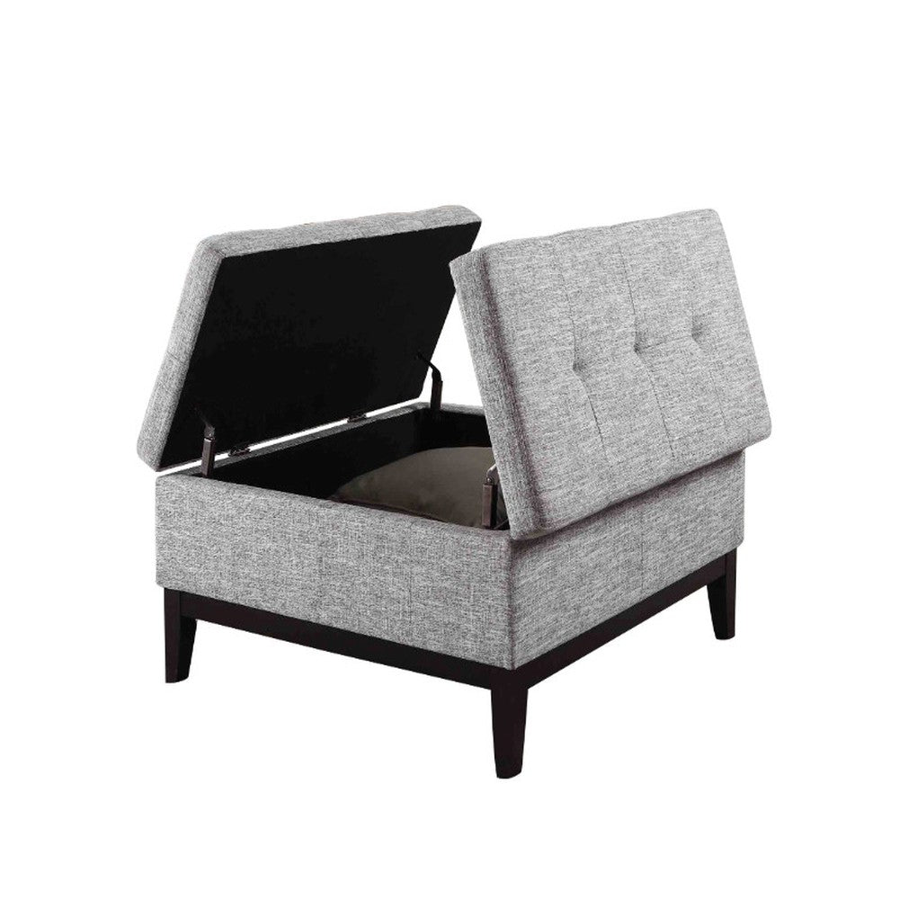 Heathered Gray and Black Ottoman with Hidden Storage 36”