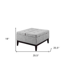 Heathered Gray and Black Ottoman with Hidden Storage 36”