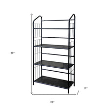 Black Four Shelf Metal Standing Book Shelf