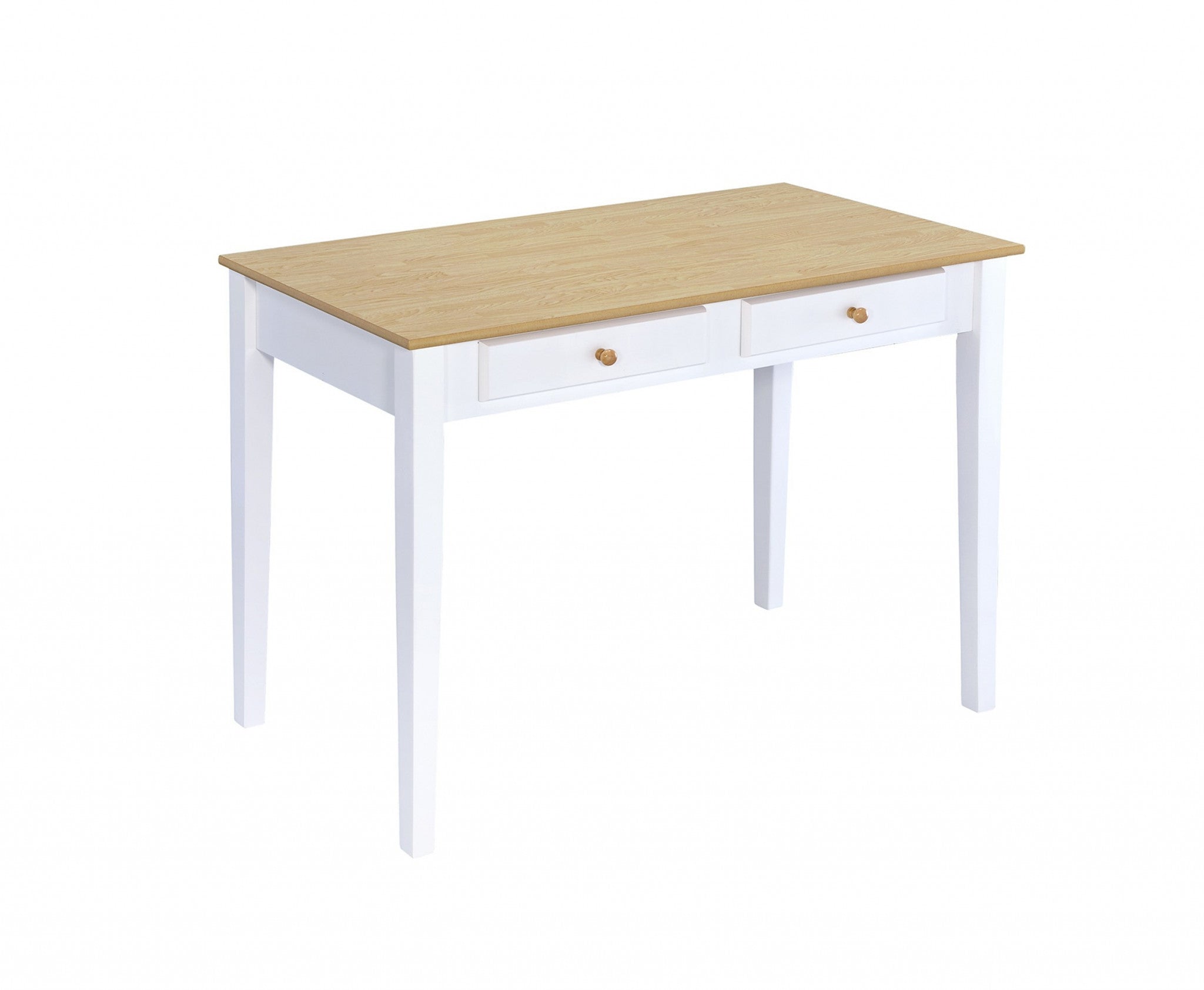Wood And White Finish Cottage Desk With 2 Drawers