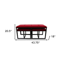 Modern Black and Red Metal Three Piece Bench Set