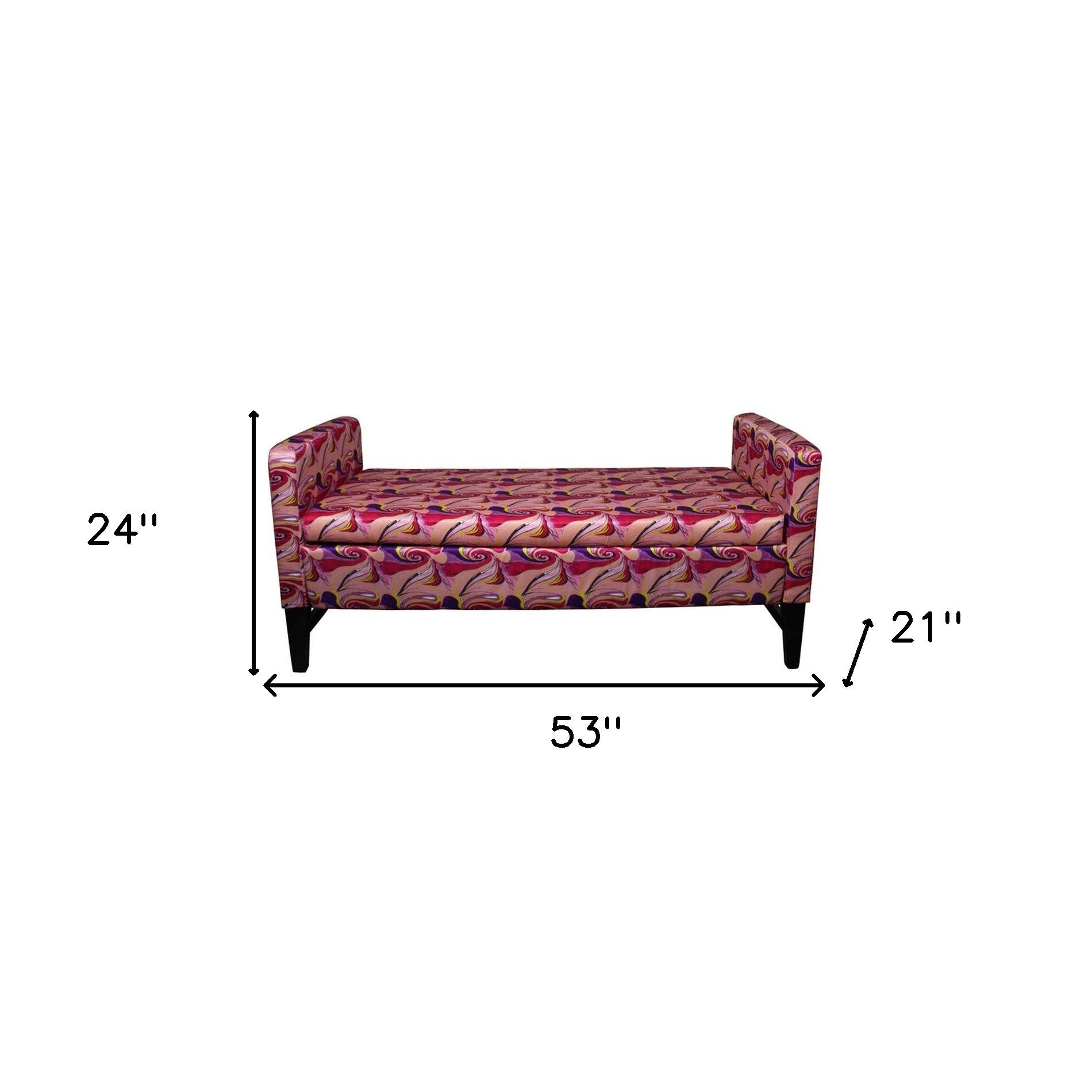 Modern Hot Pink and Purple Abstract Print Storage Bench