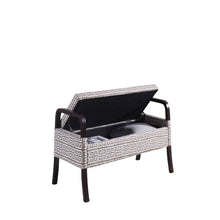 Banco de entrada geométrico 100% poliéster tapizado en negro y marrón de 17