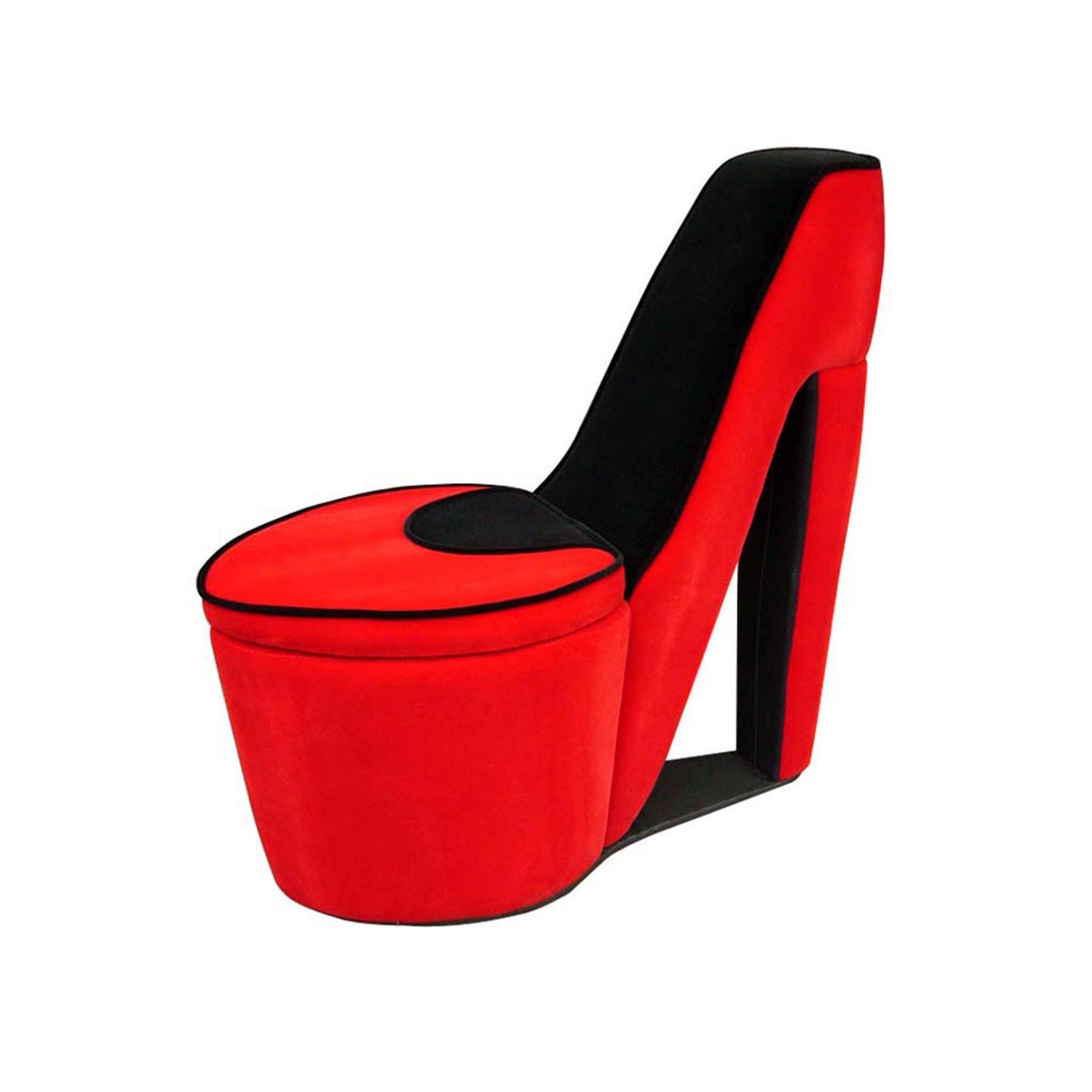 Red And Red And Black Faux Suede Side Chair 32"