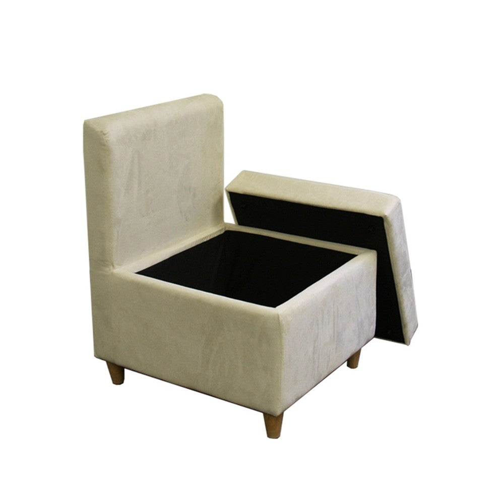 29" Mod Taupe Cream Microfiber Armless Accent Chair with Storage