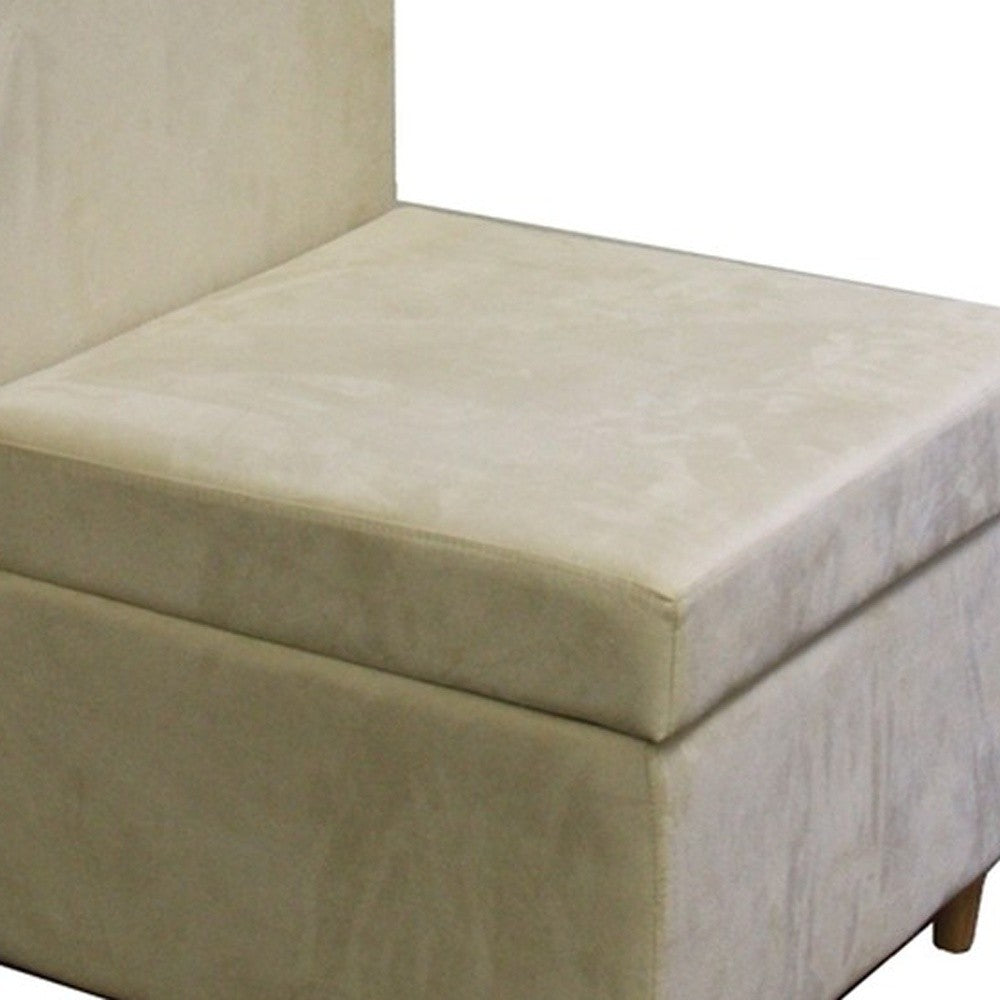 29" Mod Taupe Cream Microfiber Armless Accent Chair with Storage