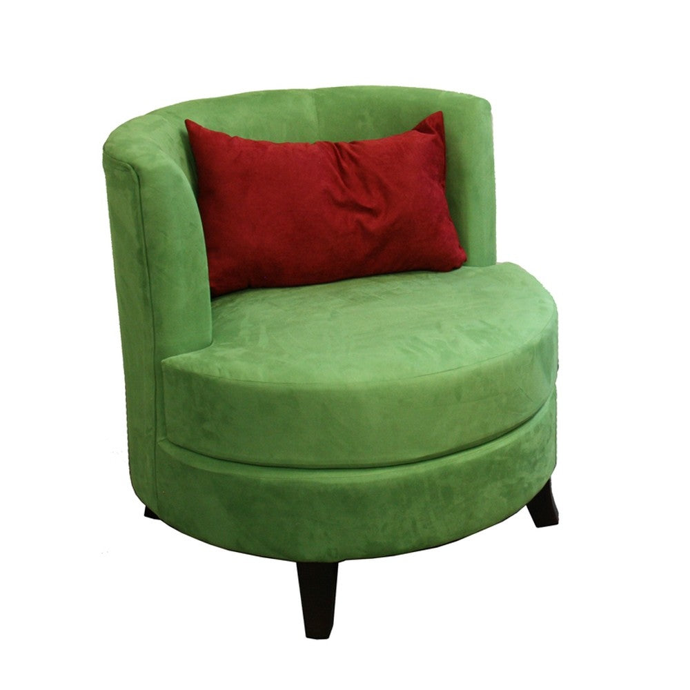 Green Microfiber Retro Round Accent Chair with Contrast Pillow 31"