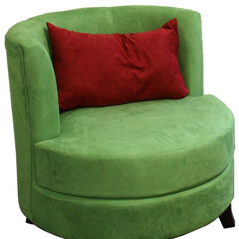 Green Microfiber Retro Round Accent Chair with Contrast Pillow 31"