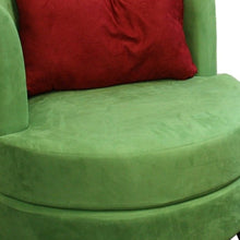 Green Microfiber Retro Round Accent Chair with Contrast Pillow 31