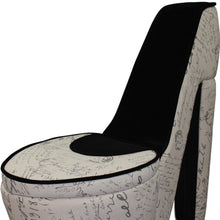 Glam Black and White French Postcard High Heel Shoe Shaped Storage Chair