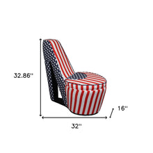 Red White and Blue Patriotic Print 4 High Heel Shoe Storage Chair