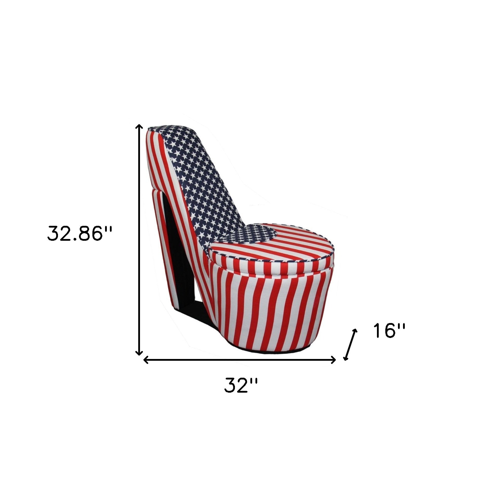Red White and Blue Patriotic Print 5 High Heel Shoe Storage Chair