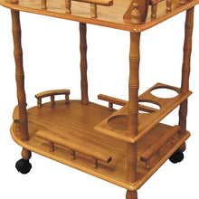 Oak Finish Rolling Wine Bar Cart