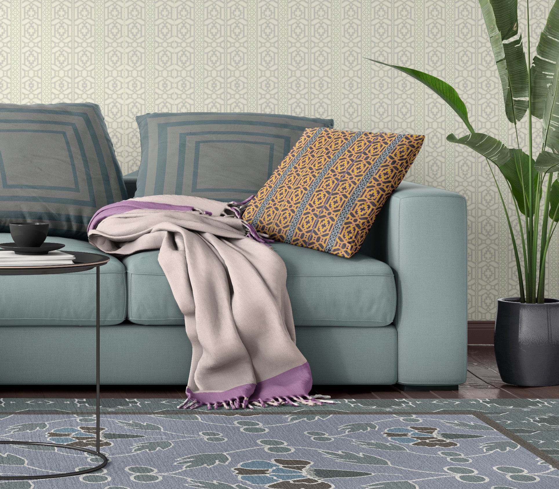 16" X 16" Brown And Yellow Broadcloth Floral Throw Pillow