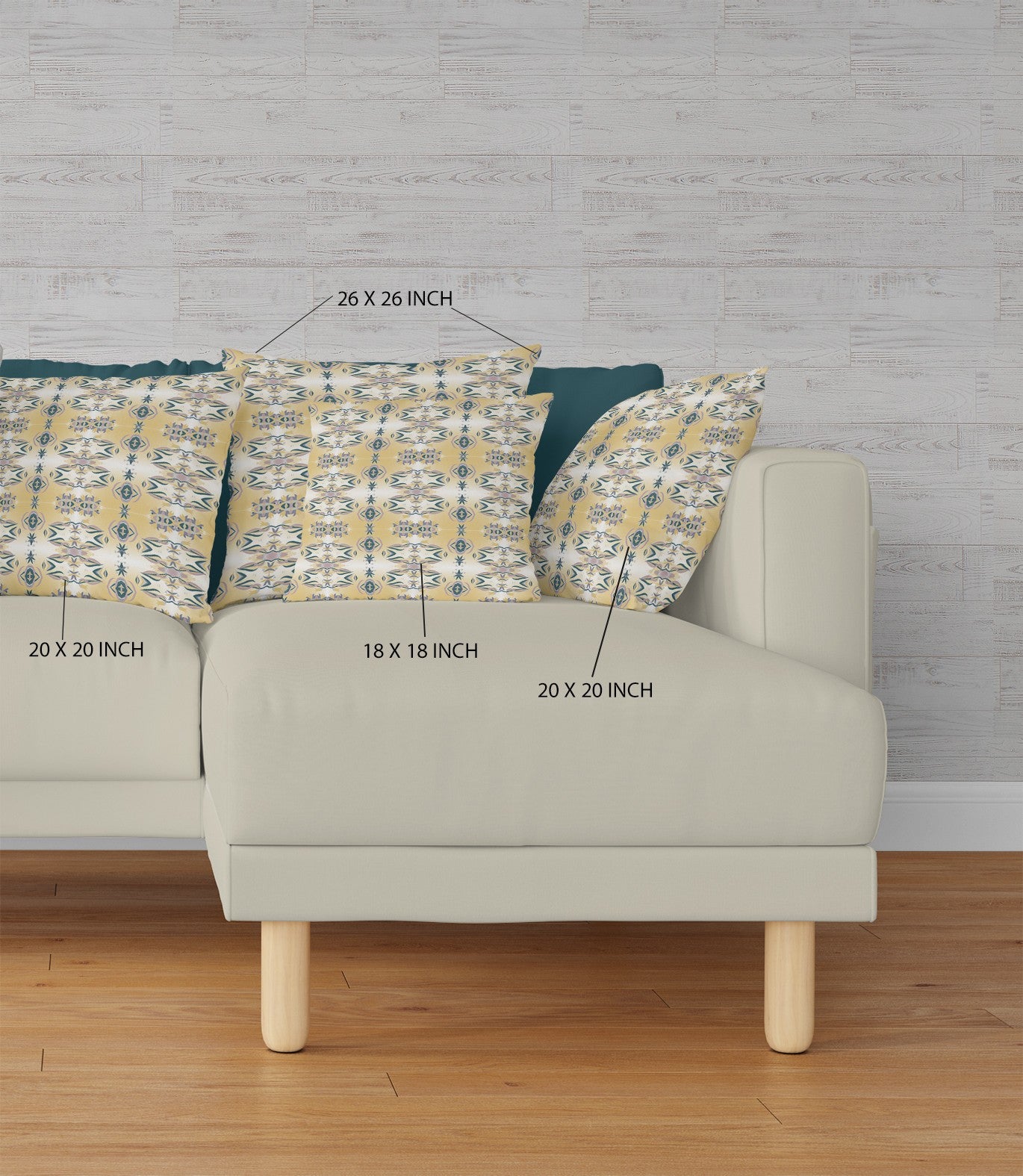 16" X 16" White And Yellow Broadcloth Floral Throw Pillow