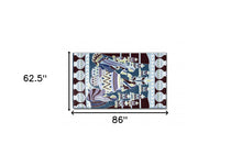 5' X 7' Dark Brown And Dark Blue Abstract Area Rug