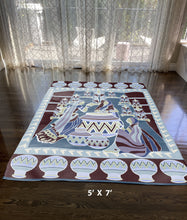 5' X 7' Dark Brown And Dark Blue Abstract Area Rug