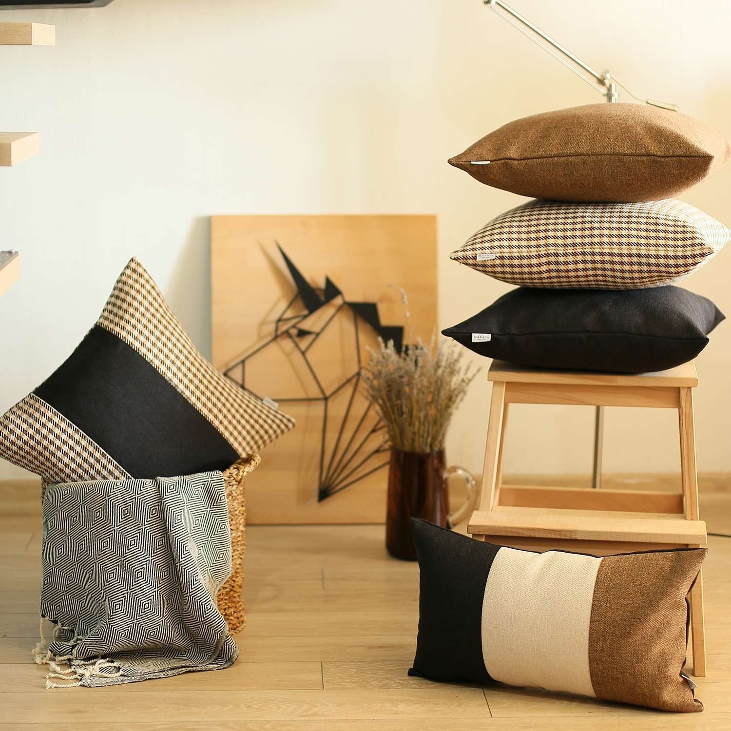 18" X 18" Brown Solid Color Zippered Handmade Polyester Throw Pillow Cover