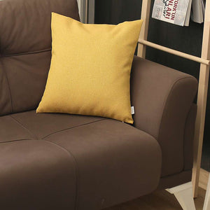 Funda de almohada de poliéster hecha a mano con cremallera de color sólido amarillo de 18 "X 18"