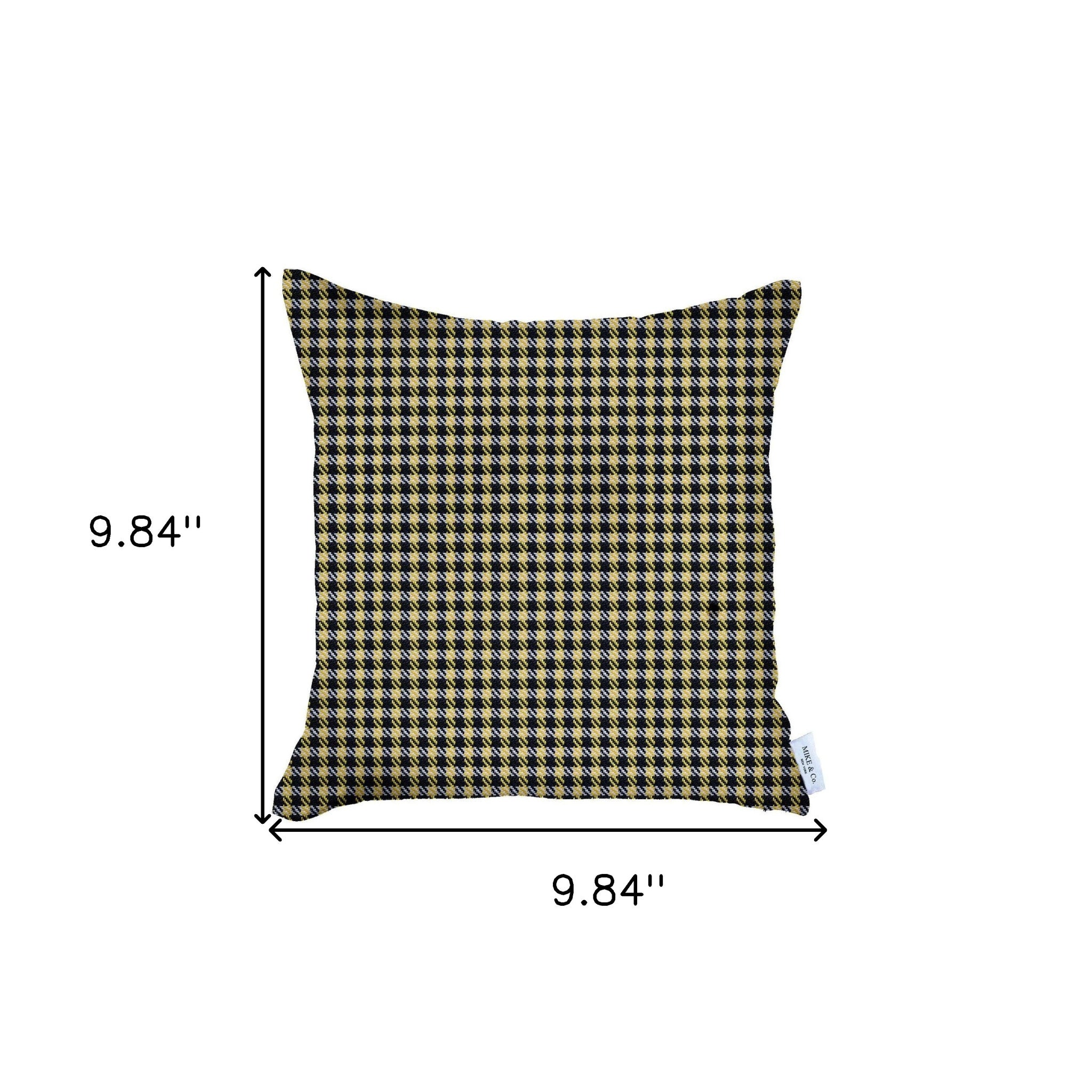 18" X 18" Yellow Houndstooth Zippered Handmade Polyester Throw Pillow Cover