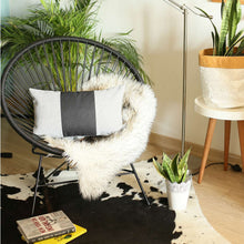 Funda de almohada lumbar de poliéster hecha a mano con cremallera geométrica gris y negra de 12 