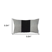 Funda de almohada lumbar de poliéster hecha a mano con cremallera geométrica gris y negra de 12 