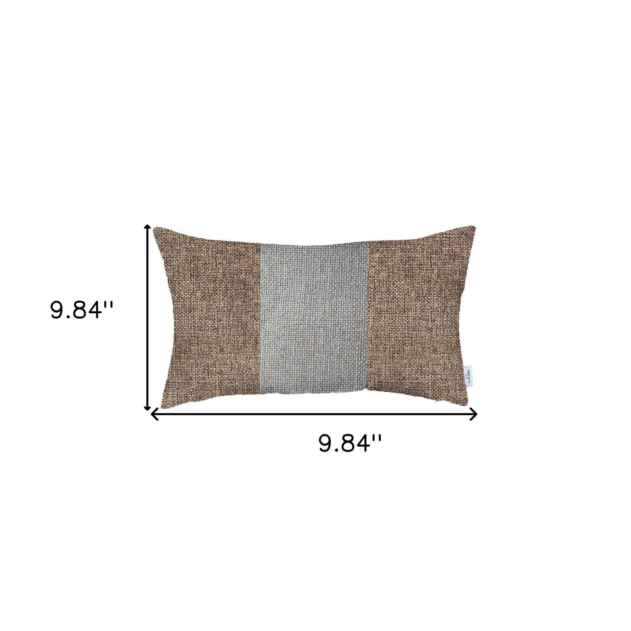 12" X 20" Brown And Grey Geometric Zippered Handmade Polyester Lumbar Pillow Cover