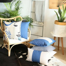 12 英寸 X 20 英寸灰色和藍色幾何拉鍊手工聚酯纖維腰枕套