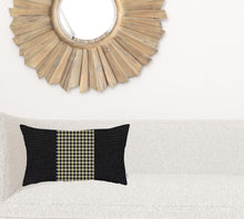 Black And Yellow Houndstooth Zippered Handmade Polyester Lumbar Pillow Cover - 12
