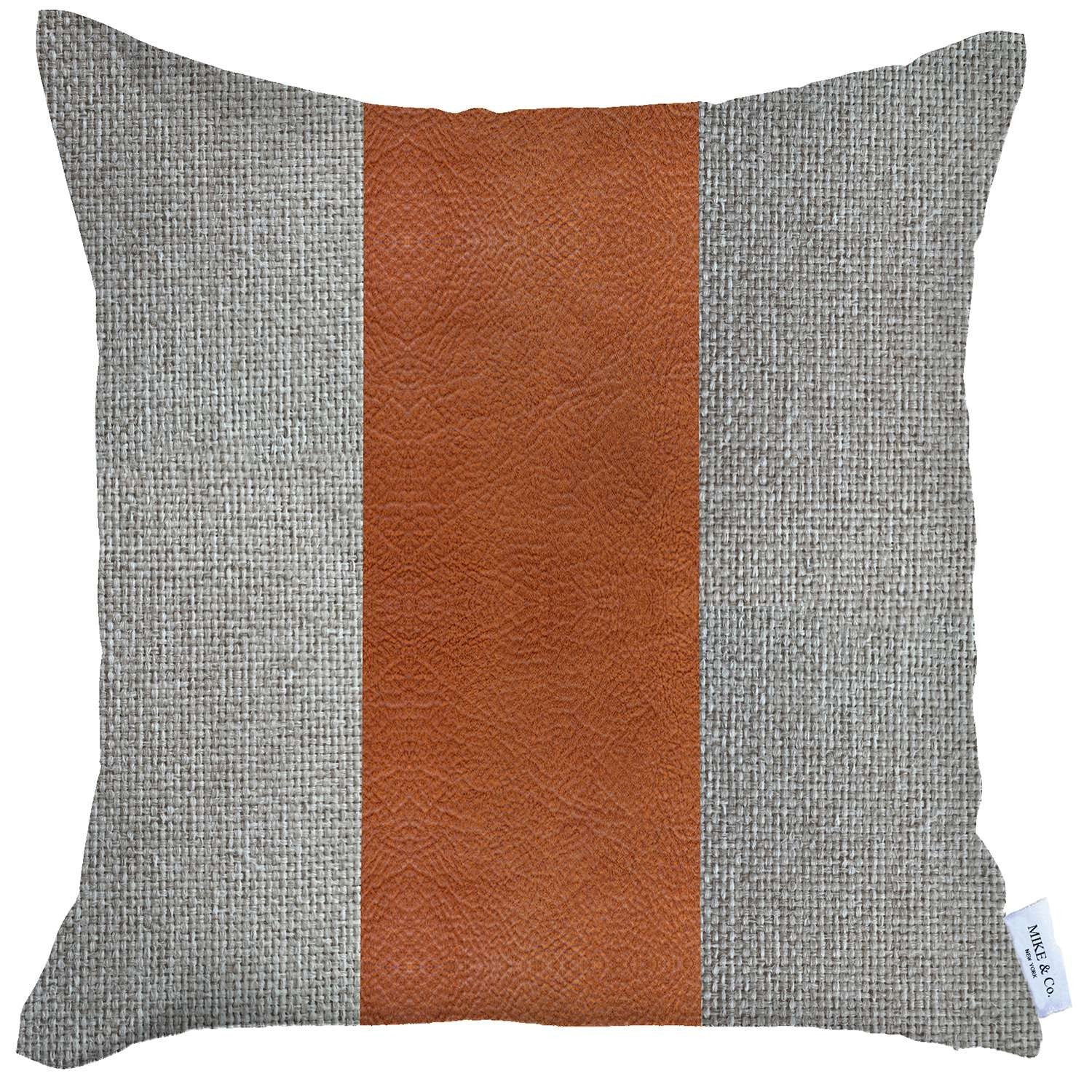 18" X 18" Grey And Brown Geometric Zippered Handmade Polyester Throw Pillow Cover