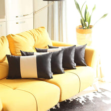 Set Of Four Black And Grey Geometric Zippered Handmade Polyester Lumbar Pillow - 20