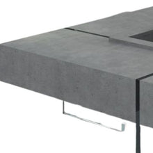 Modern Gray Faux Concrete and Glass Floating Coffee Table