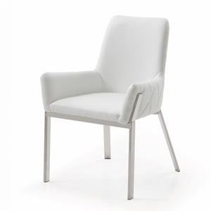 White Faux Leather Dining Chair