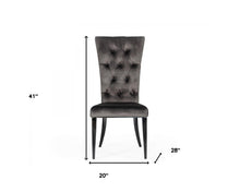 Set of Two Gray Velvet Modern Dining Chairs