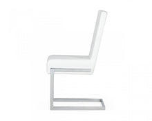 Set of Two White Silver Modern Dining Chairs
